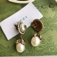 Gucci Women Interlocking G Pearl Earrings (1)