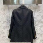 Gucci Women Light GG Canvas Single-Breasted Jacket Peak Lapel Flap Pockets - Image 4