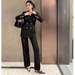 Gucci Women Light GG Canvas Single-Breasted Jacket Peak Lapel Flap Pockets - Image 13