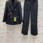 Gucci Women Light GG Canvas Single-Breasted Jacket Peak Lapel Flap Pockets - Image 2