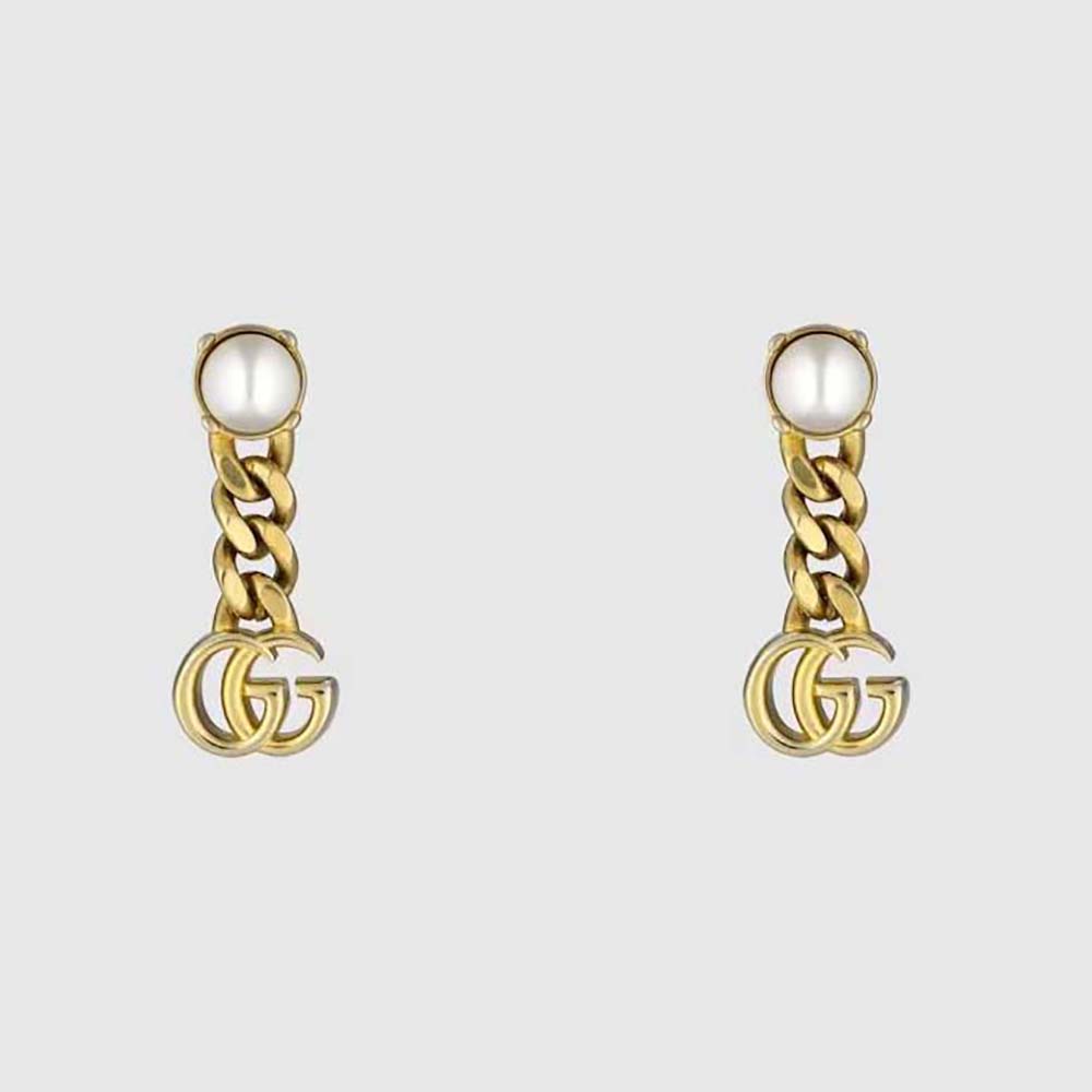 Gucci Women Pearl Double G Earrings