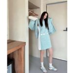 Gucci Women Reversible GG Canvas Dress Pale Blue Unlined Crewneck Sleeveless Two Front Pockets - Image 14