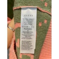 Gucci Women Reversible GG Mohair Cardigan Light Green Pink Brushed Jacquard Wool V-Neck (2)