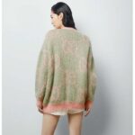 Gucci Women Reversible GG Mohair Cardigan Light Green Pink Brushed Jacquard Wool V-Neck - immagine 13