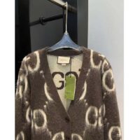 Gucci Women Reversible GG Mohair Wool Cardigan Brushed GG Jacquard Blend V-Neck Front Pockets (9)