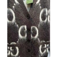 Gucci Women Reversible GG Mohair Wool Cardigan Brushed GG Jacquard Blend V-Neck Front Pockets (9)