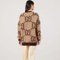 Gucci Women Reversible GG Mohair Wool Cardigan Brushed GG Jacquard Blend V-Neck Front Pockets (9)