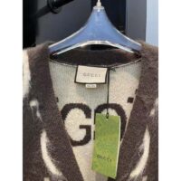 Gucci Women Reversible GG Mohair Wool Cardigan Brushed GG Jacquard Blend V-Neck Front Pockets (9)