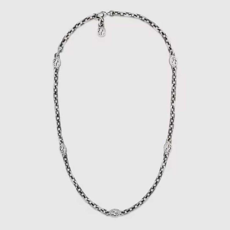 Collana Gucci da donna in argento con G intrecciata