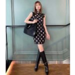 Gucci Women's Boot Black Leather Pointed Toe Metal Effect Heel Zip Closure Mid-Heel - immagine 13