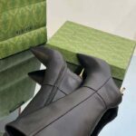 Gucci Women's Boot Black Leather Pointed Toe Metal Effect Heel Zip Closure Mid-Heel - immagine 9