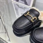 Gucci Women's GG Mule Horsebit Black Leather Merinos Wool Lining Leather Sole Flat - Image 7