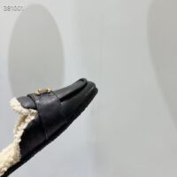 Gucci Women’s GG Mule Horsebit Black Leather Merinos Wool Lining Leather Sole Flat (3)