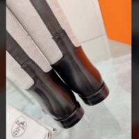 Hermes Women Jumping Boot in Box Calfskin with Iconic “H” Cut-Out-Grey (1)