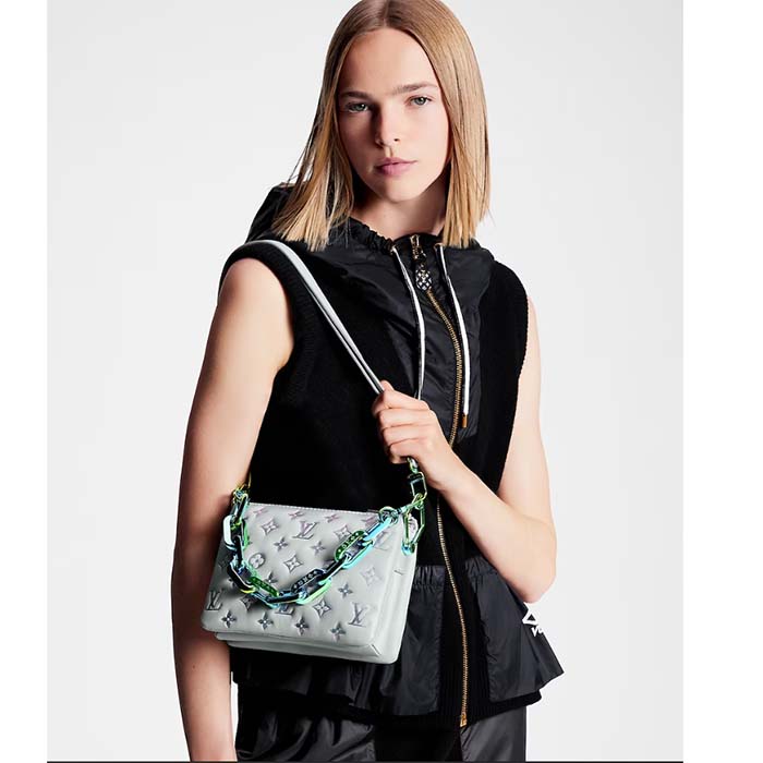 Louis Vuitton LV SKI Women Coussin BB Handbag Gray Lambskin Calf-Leather (2)