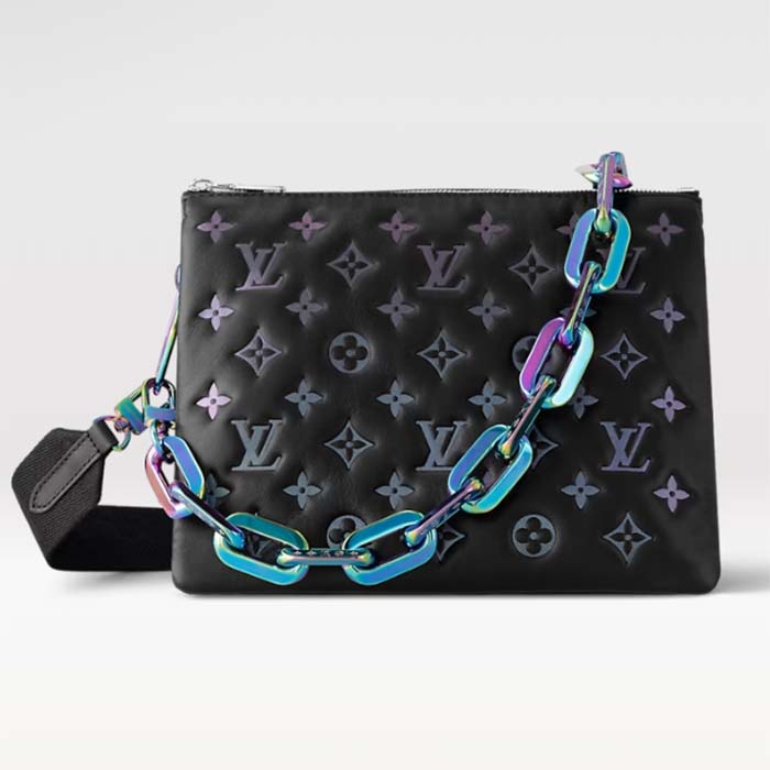 Louis Vuitton LV SKI Women Coussin PM Handbag Black Lambskin Cowhide Leather