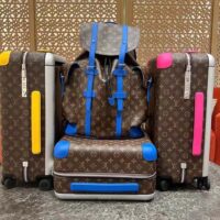 Louis Vuitton LV Unisex Christopher MM Backpack Blue Monogram Macassar Coated Canvas Cowhide Leather (4)