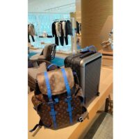 Louis Vuitton LV Unisex Christopher MM Backpack Blue Monogram Macassar Coated Canvas Cowhide Leather (4)