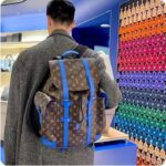 Louis Vuitton LV Unisex Christopher MM Backpack Blue Monogram Macassar Coated Canvas Cowhide Leather - immagine 8
