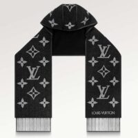 Louis Vuitton LV Unisex Fall For You Scarf Black Wool Cashmere Jacquard Weave Monogram (11)