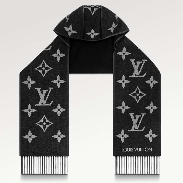 Louis Vuitton LV Unisex Fall For You Scarf Black Wool Cashmere Jacquard Weave Monogram