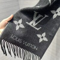 Louis Vuitton LV Unisex Fall For You Scarf Black Wool Cashmere Jacquard Weave Monogram (11)