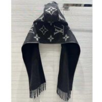 Louis Vuitton LV Unisex Fall For You Scarf Black Wool Cashmere Jacquard Weave Monogram (11)