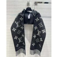 Louis Vuitton LV Unisex Fall For You Scarf Black Wool Cashmere Jacquard Weave Monogram (11)