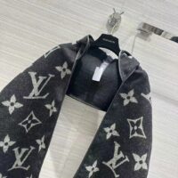 Louis Vuitton LV Unisex Fall For You Scarf Black Wool Cashmere Jacquard Weave Monogram (11)