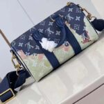 Louis Vuitton LV Unisex Keepall Bandoulière 25 Ink Blue Monogram Bleach Coated Canvas Cowhide-Leather - Imagen 3