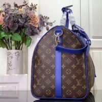 Louis Vuitton LV Unisex Keepall Bandoulière 50 Blue Monogram Macassar Coated Canvas (3)