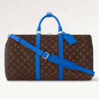 Louis Vuitton LV Unisex Keepall Bandoulière 50 Blue Monogram Macassar Coated Canvas