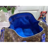 Louis Vuitton LV Unisex Keepall Bandoulière 50 Blue Monogram Macassar Coated Canvas (3)