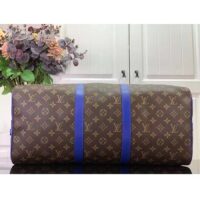 Louis Vuitton LV Unisex Keepall Bandoulière 50 Blue Monogram Macassar Coated Canvas (3)