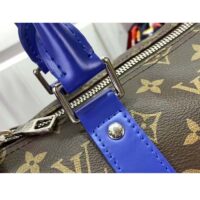 Louis Vuitton LV Unisex Keepall Bandoulière 50 Blue Monogram Macassar Coated Canvas (3)