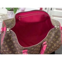 Louis Vuitton LV Unisex Keepall Bandoulière 50 Pink Monogram Macassar Coated Canvas (9)