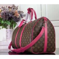 Louis Vuitton LV Unisex Keepall Bandoulière 50 Pink Monogram Macassar Coated Canvas (9)