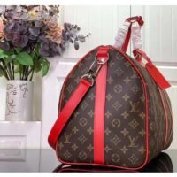 Louis Vuitton LV Unisex Keepall Bandoulière 50 Red Monogram Macassar Coated Canvas (4)