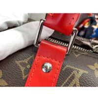 Louis Vuitton LV Unisex Keepall Bandoulière 50 Red Monogram Macassar Coated Canvas (4)