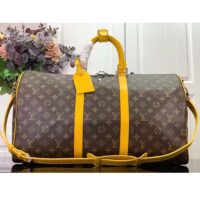 Louis Vuitton LV Unisex Keepall Bandoulière 50 Yellow Monogram Macassar Coated Canvas (8)