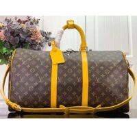 Louis Vuitton LV Unisex Keepall Bandoulière 50 Yellow Monogram Macassar Coated Canvas (8)