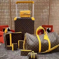 Louis Vuitton LV Unisex Keepall Bandoulière 50 Yellow Monogram Macassar Coated Canvas (8)