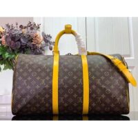 Louis Vuitton LV Unisex Keepall Bandoulière 50 Yellow Monogram Macassar Coated Canvas (8)