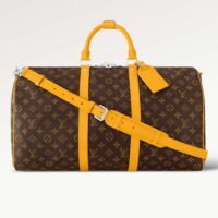 Louis Vuitton LV Unisex Keepall Bandoulière 50 Yellow Monogram Macassar Coated Canvas (8)