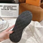 Louis Vuitton LV Unisex Neo Run Away Sneaker White Beige Calf Leather Rubber Outsole - Image 9