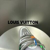 Louis Vuitton LV Unisex Skate Sneaker Grey Mix Materials Grained Calf Leather Technical Mesh (10)