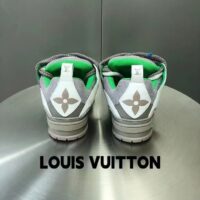 Louis Vuitton LV Unisex Skate Sneaker Grey Mix Materials Grained Calf Leather Technical Mesh (10)