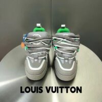 Louis Vuitton LV Unisex Skate Sneaker Grey Mix Materials Grained Calf Leather Technical Mesh (10)