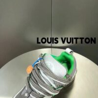 Louis Vuitton LV Unisex Skate Sneaker Grey Mix Materials Grained Calf Leather Technical Mesh (10)