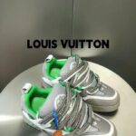 Louis Vuitton LV Unisex Skate Sneaker Grey Mix Materials Grained Calf Leather Technical Mesh - immagine 7